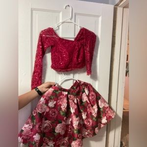 Pink 2 Piece Floral Dress